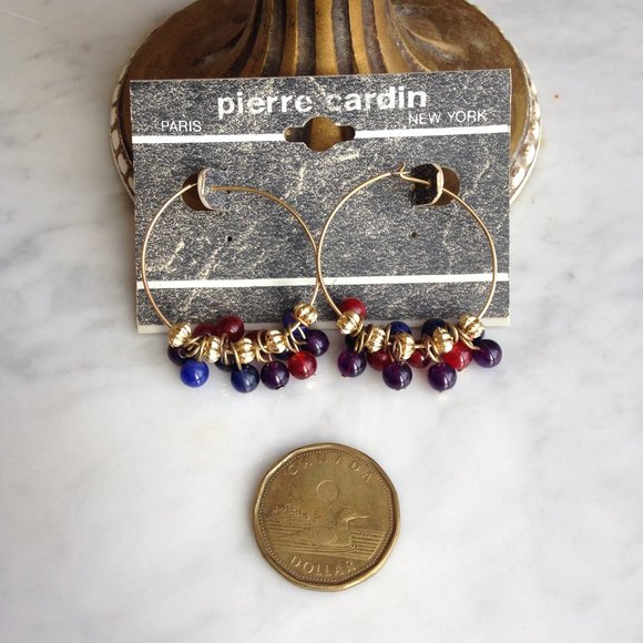 Pierre Cardin - Dainty Bead Charms Hoop Earrings - Picture 3 of 6